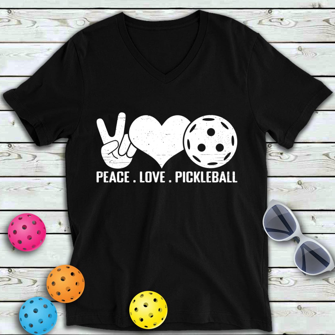 Peace Love Pickleball  V-Neck Tee