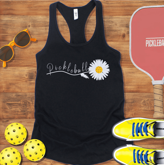 Pickleball White Daisy Racerback Tank Top