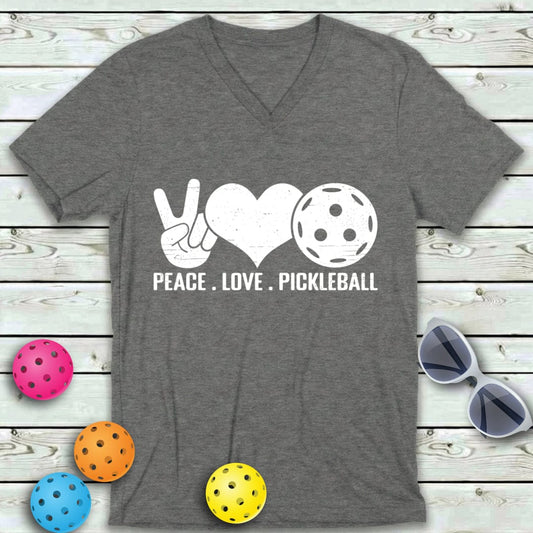 Peace Love Pickleball  V-Neck Tee
