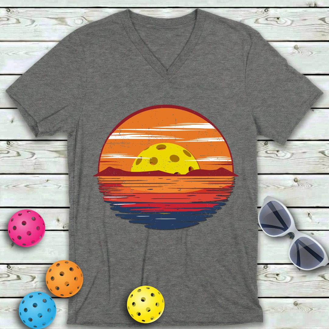 Distressed Sunrise Pickleball V-Neck Tee