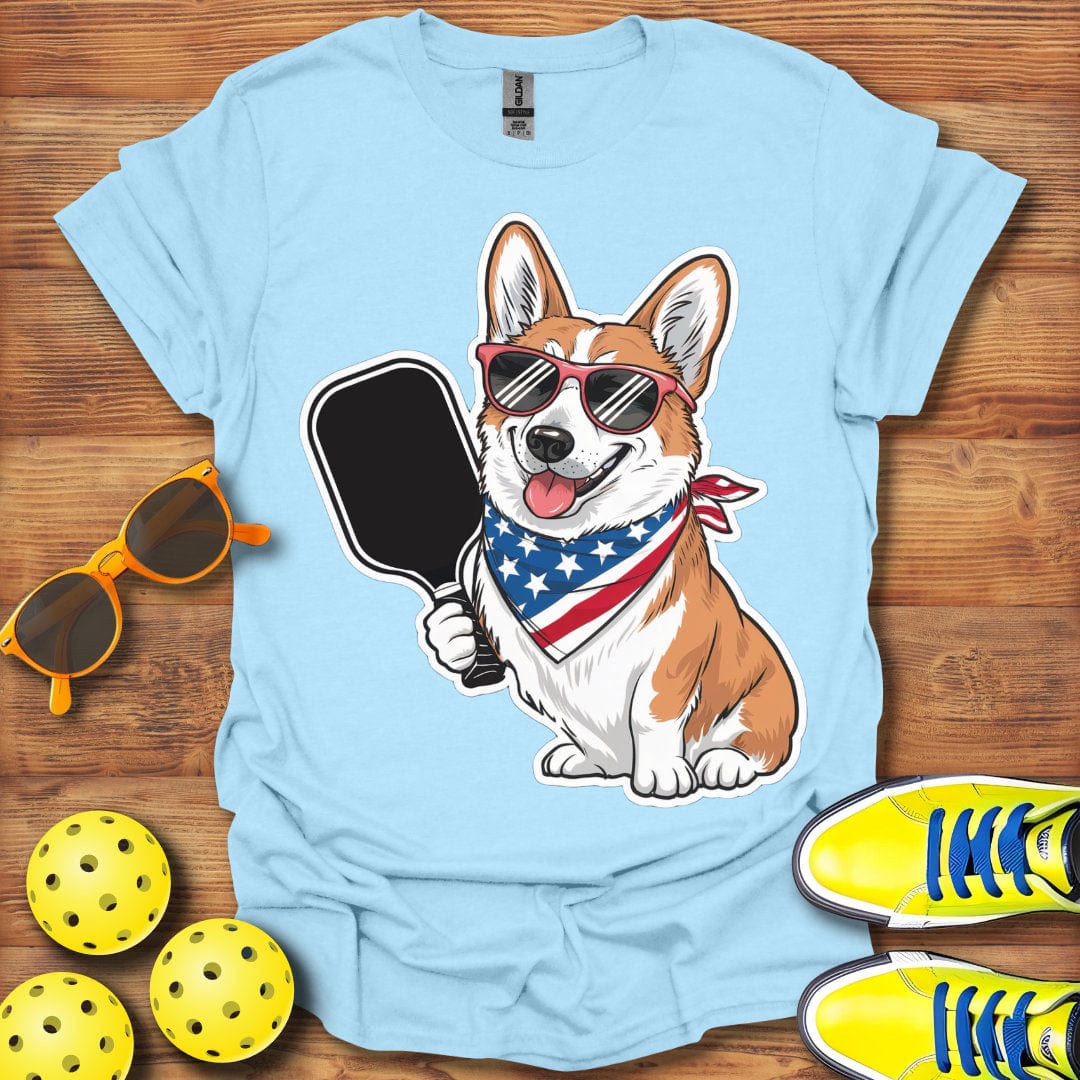Patriotic Corgi Pickleball Dog T-Shirt