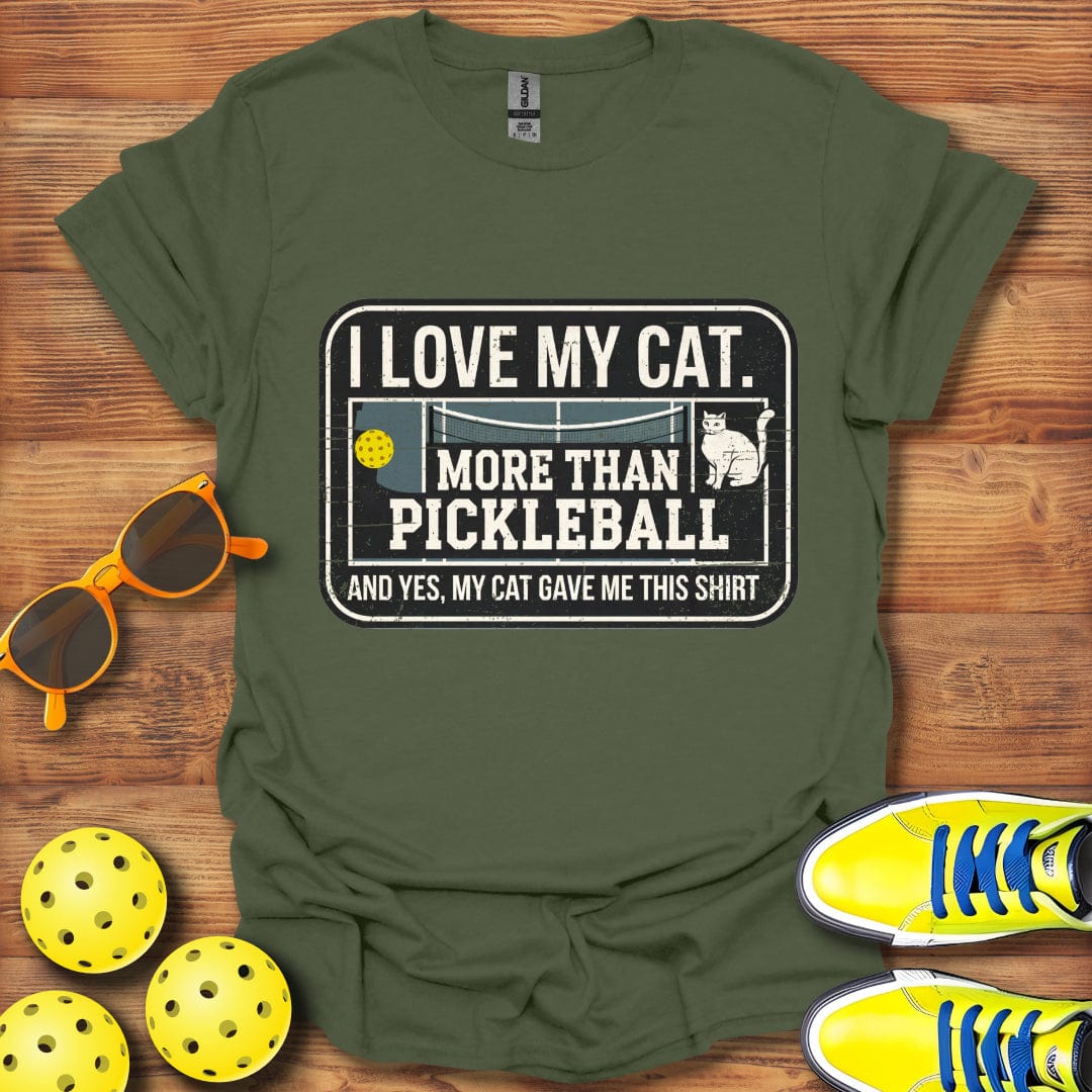 Distressed Cat Pickleball T-Shirt