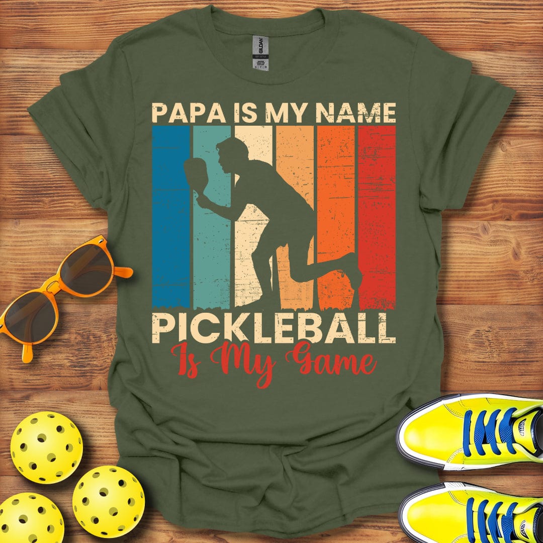 Papa Name Pickleball  Game T-Shirt