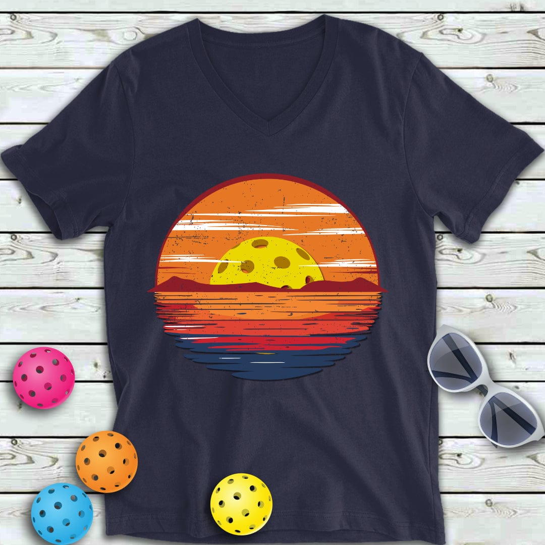 Distressed Sunrise Pickleball V-Neck Tee