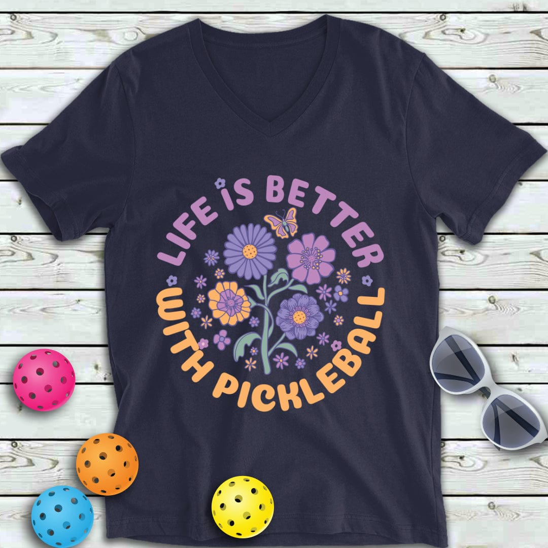 Life Is Better With Pickleball  V-Neck Tee