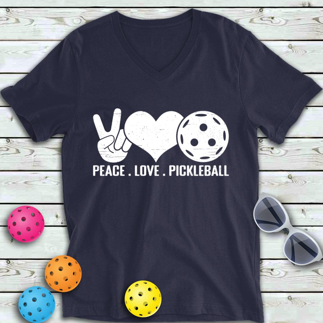 Peace Love Pickleball  V-Neck Tee