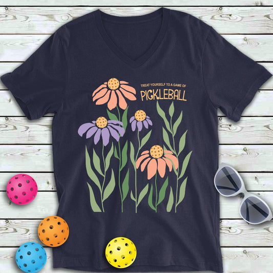 Treat Yourself To Pickleball V-Neck Tee