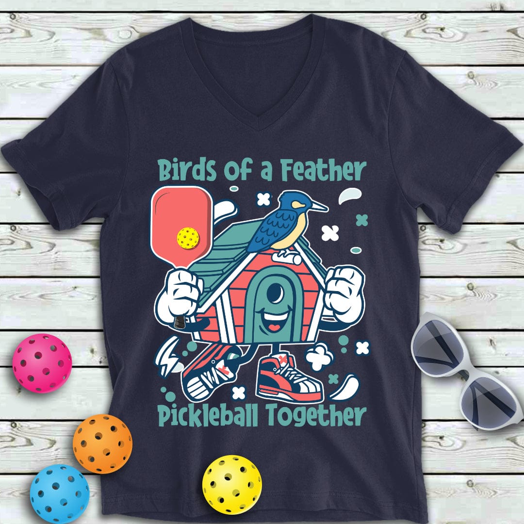 Birds Os A Feather Pickleball V-Neck Tee