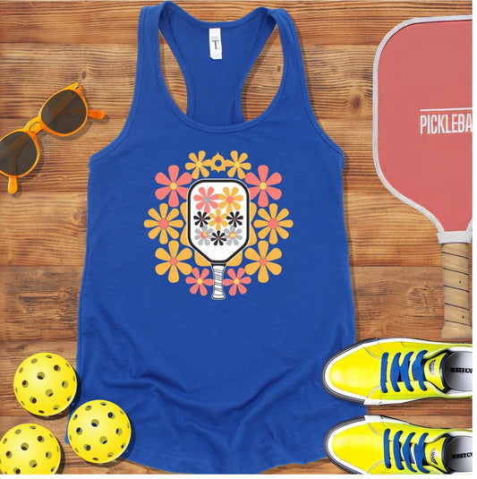 Floral Pickleball Paddle Racerback Tank