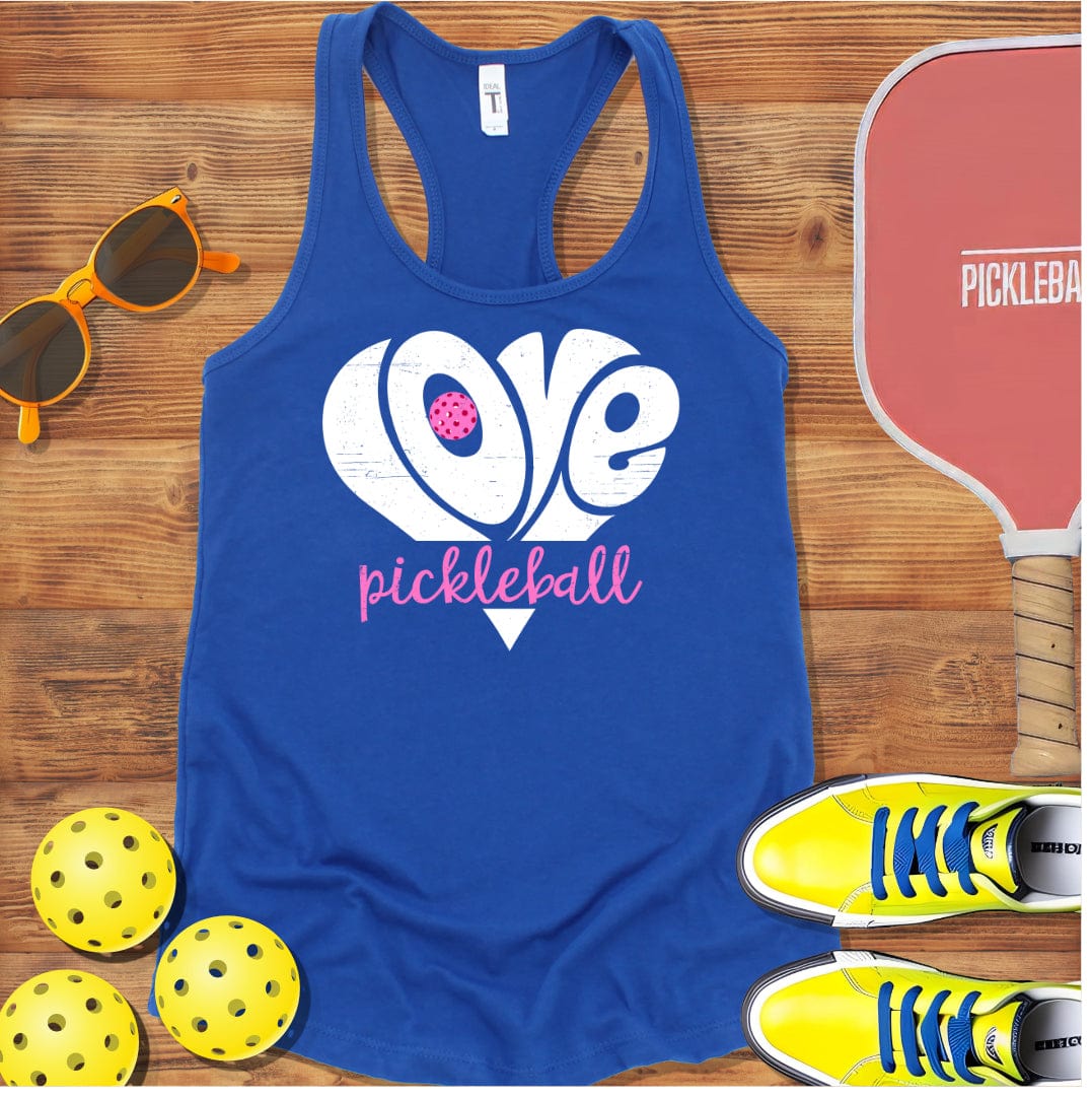 Love Heart Pickleball Pickleball  Racerback Tank Top