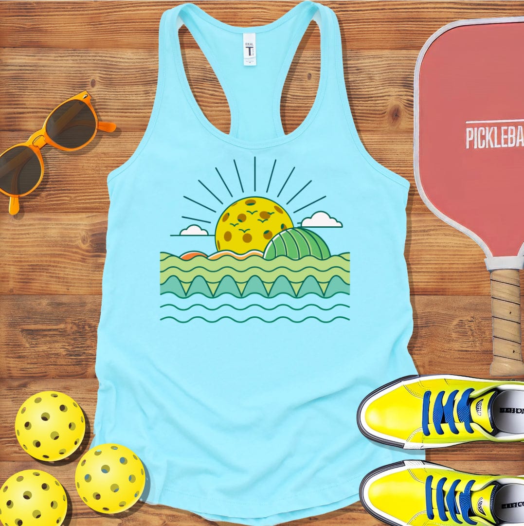 Sunrise Over Ocean Pickleball  Racerback Tank Top