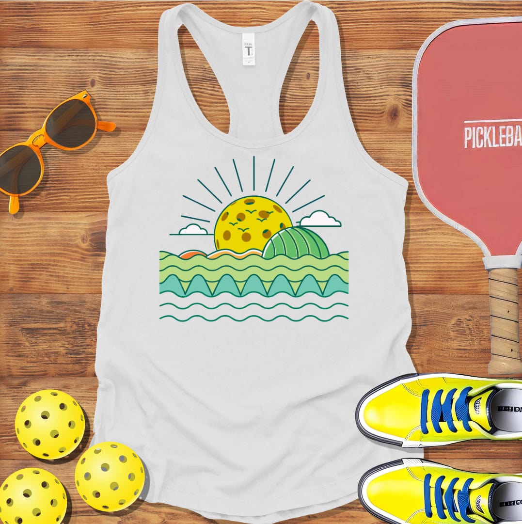 Sunrise Over Ocean Pickleball  Racerback Tank Top