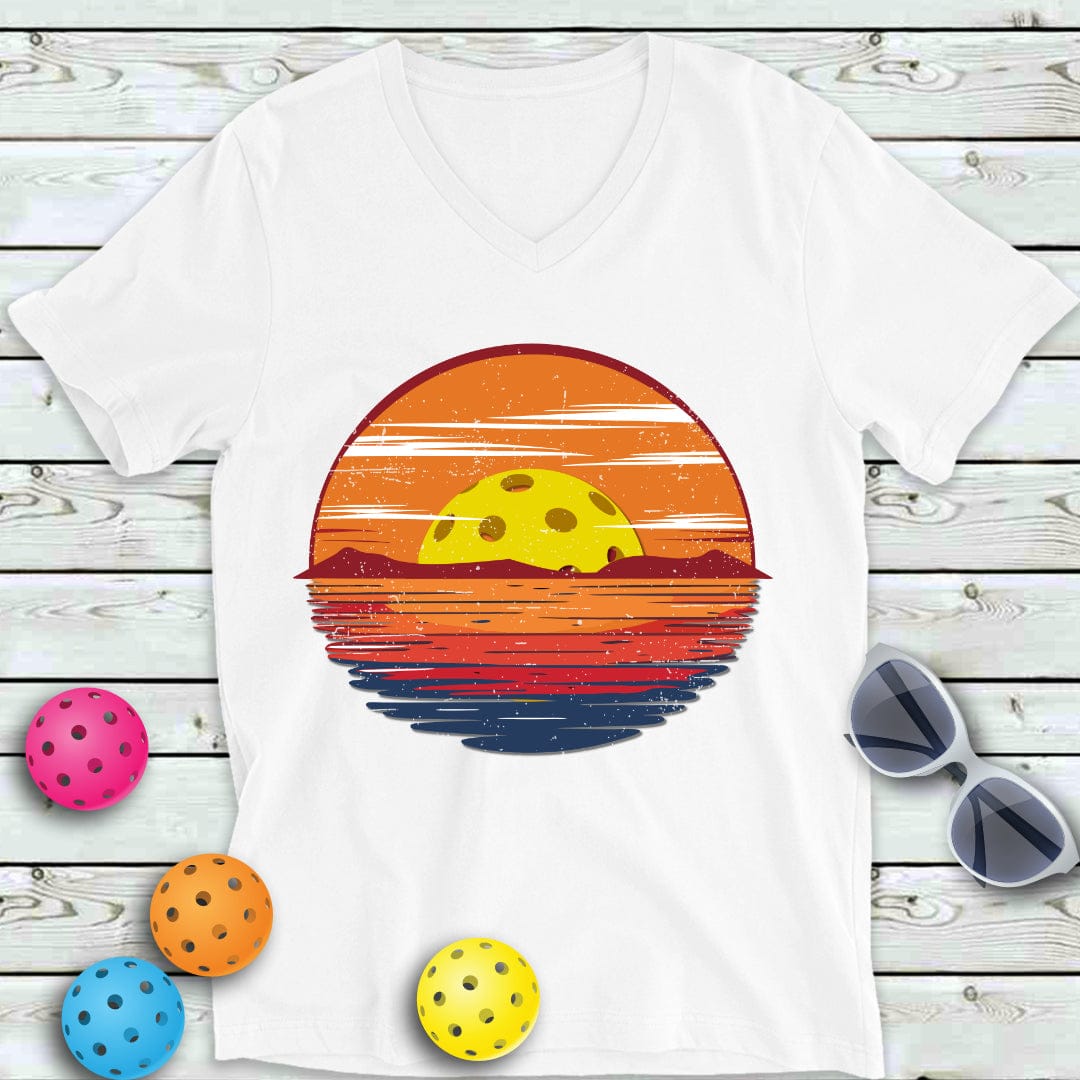 Distressed Sunrise Pickleball V-Neck Tee